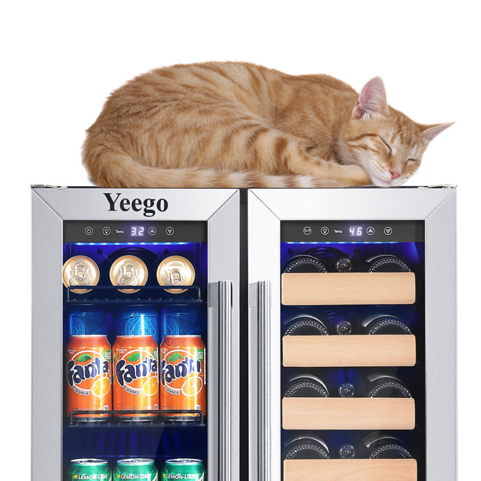 Yeego 24 Inch Builtin Fridge Large Dual Zone Wine Beverage